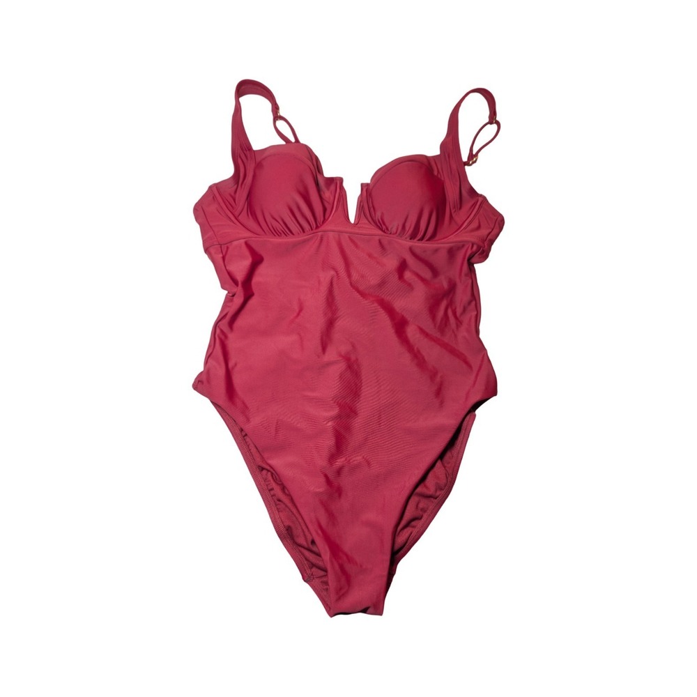 ⭐D4‎ Women's Shirred Underwire One Piece Swimsuit Shade & Shore Red Small 4-6